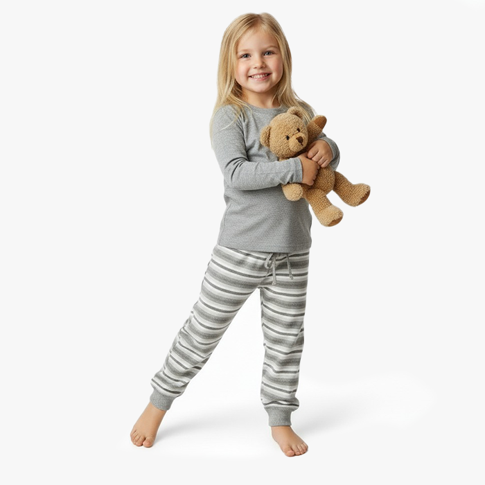 Kids Everyday PJ Set - Gray/Gray Stripe